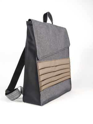 Bardo work backpack - grey&beige - Premium Bardo work backpack from BARDO ART WORKS - Just lvblue, dark blue, handemade, laptop backpack, unisex, vegan leather, water proof, work160! Shop now at BARDO ART WORKS