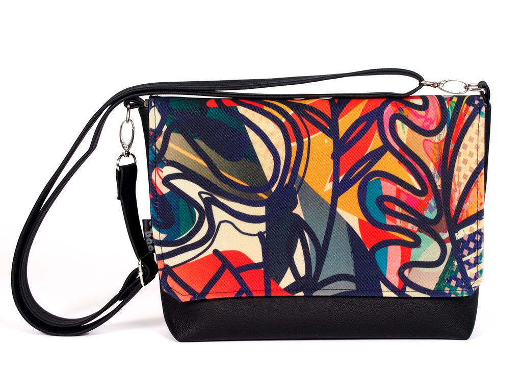 Bardo small bag - Summer abstraction - Premium Bardo small bag from Bardo bag - Just lvblack, floral, flower, gift, green, handemade, orange, painted patterns, pink, purple, red, urban style, woman59.00! Shop now at BARDO ART WORKS