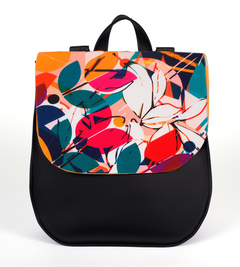 Bardo backpack&bag - Queen of Flowers -black - Premium bardo backpack&bag from BARDO ART WORKS - Just lvart bag, backpack, bag, black, floral, flowers, gift, green, handemade, messenger, nature, red, urban style, vegan leather, woman85! Shop now at BARDO ART WORKS