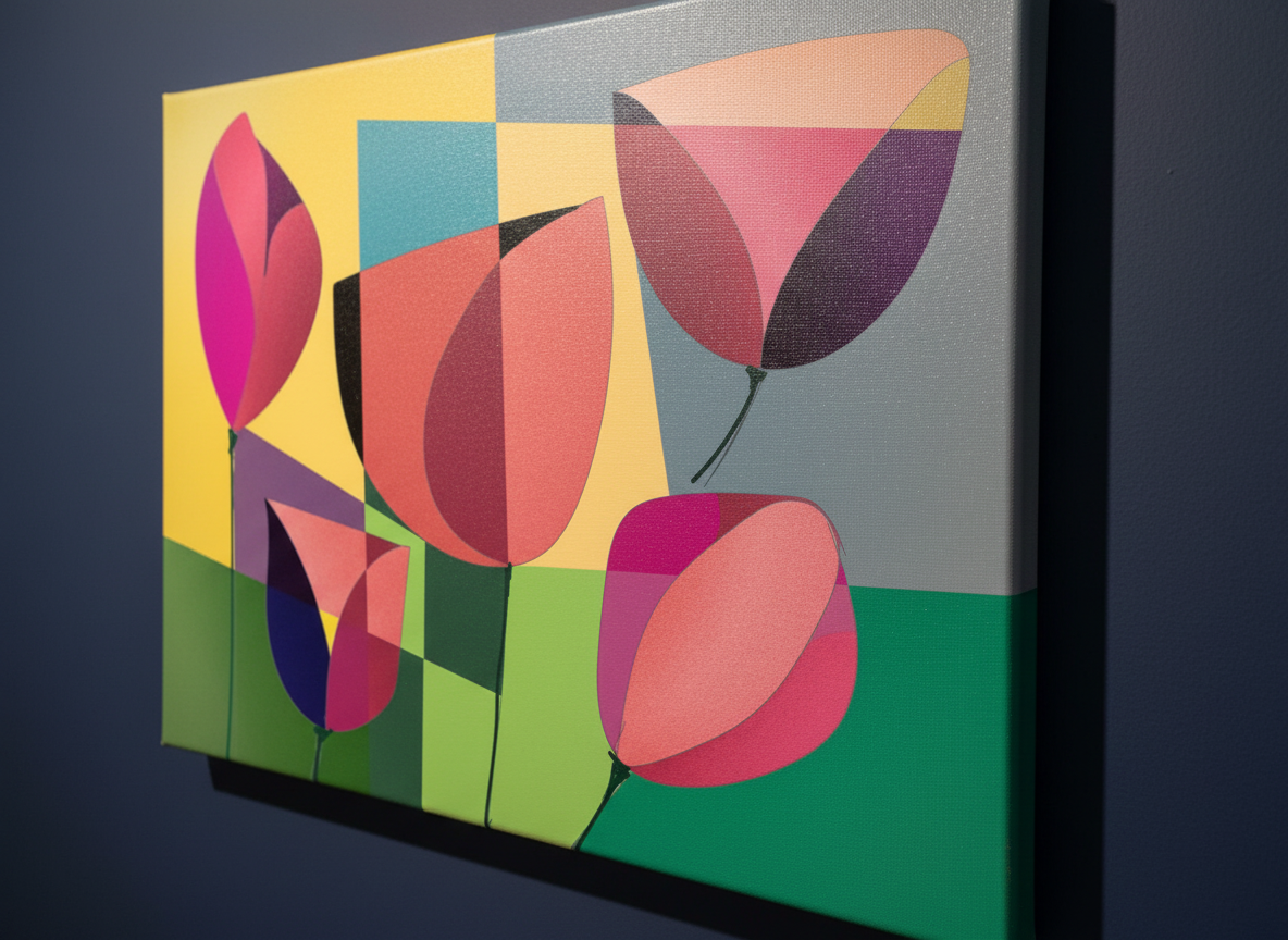 Bardo print върху канава с дървена подрамка  - Pop-up tulips 178.95 €