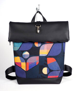 Bardo roll backpack LARGE- Deep violet - Premium Bardo backpack from BARDO ART WORKS - Just lvabstract, art, backpack, black, dragon, gift, handemade, roll, tablet, urban style, vegan leather135! Shop now at BARDO ART WORKS