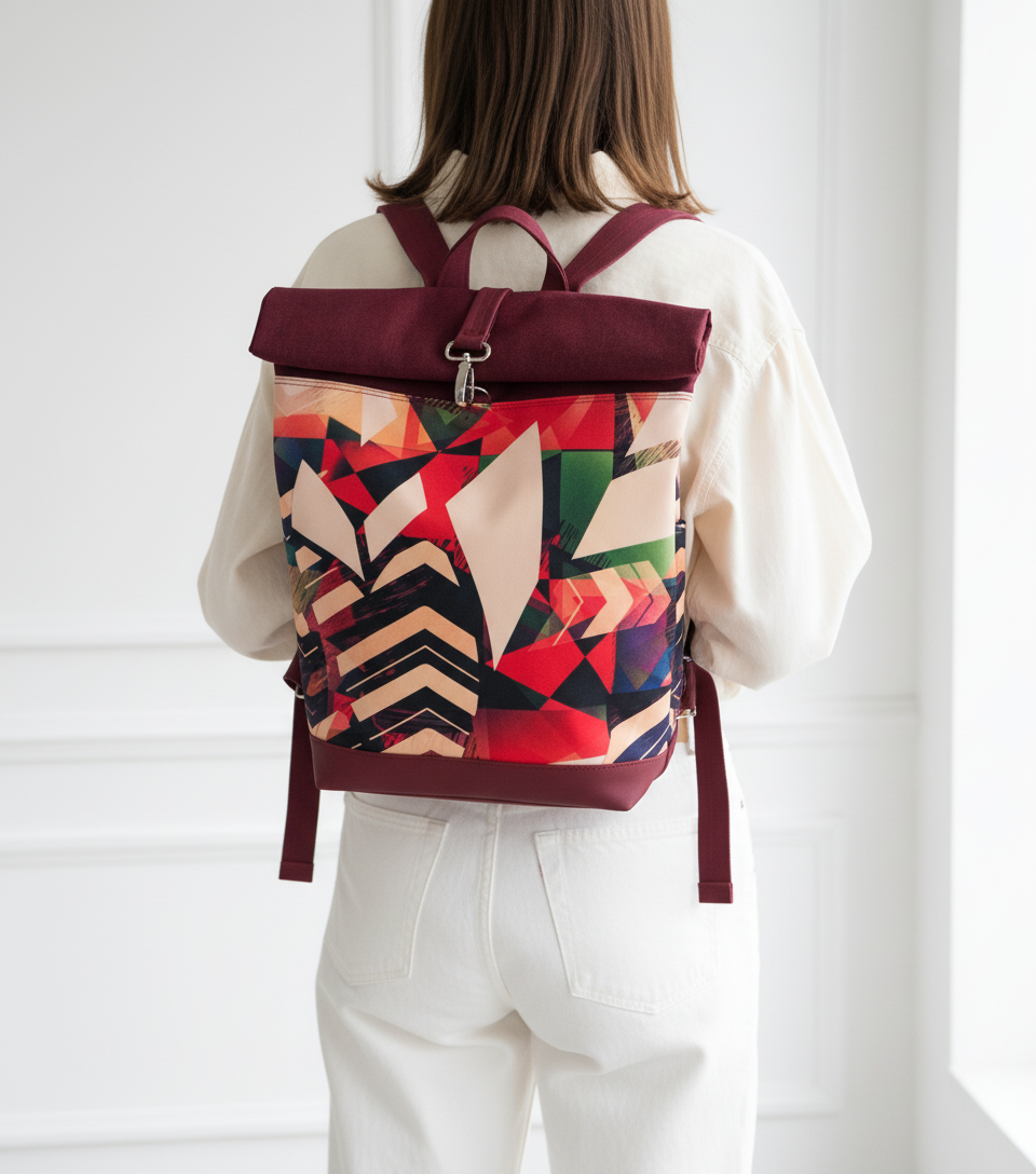 Bardo roll backpack  large - Geometric leaf