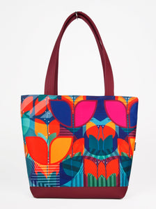 Bardo large tote bag - Garden of Paradise - Premium large tote bag from Bardo bag - Just lvabstract, art bag, black, floral, flower, geometric abstraction, gift, green, handemade, large, nature, pink, purple, red, tablet, tote bag, tulips, vegan leather, woman, work bag89! Shop now at BARDO ART WORKS