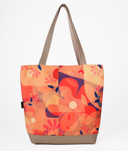 Bardo large tote bag - Orange flowers - Premium large tote bag from Bardo bag - Just lvabstract, art bag, black, floral, flower, geometric abstraction, gift, green, handemade, large, nature, pink, purple, red, tablet, tote bag, tulips, vegan leather, woman, work bag79! Shop now at BARDO ART WORKS