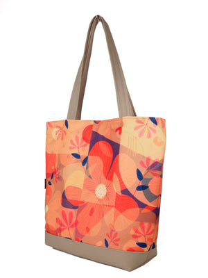 Bardo large tote bag - Orange flowers - Premium large tote bag from Bardo bag - Just lvabstract, art bag, black, floral, flower, geometric abstraction, gift, green, handemade, large, nature, pink, purple, red, tablet, tote bag, tulips, vegan leather, woman, work bag80! Shop now at BARDO ART WORKS