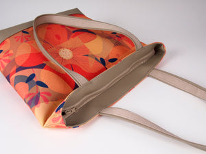 Bardo large tote bag - Orange flowers - Premium large tote bag from Bardo bag - Just lvabstract, art bag, black, floral, flower, geometric abstraction, gift, green, handemade, large, nature, pink, purple, red, tablet, tote bag, tulips, vegan leather, woman, work bag79! Shop now at BARDO ART WORKS