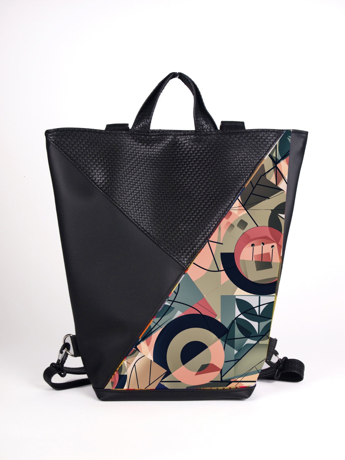 Bardo - Casablanca 2in1 backpack - Abstract geometric - Premium large tote bag from BARDO ART WORKS - Just lvabstract, gift, handemade, vegan leather, woman125! Shop now at BARDO ART WORKS