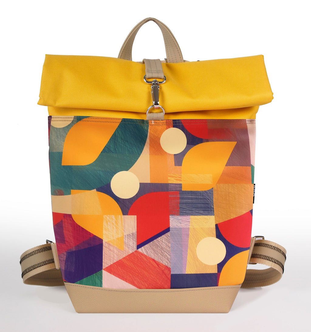 Bardo roll backpack - Sensitive - Premium Bardo backpack from BARDO ART WORKS - Just lvabstract, art, backpack, flowers, gift, green, handemade, orange, ping, purple, red, tablet, urban style, vegan leather, woman, yellow85! Shop now at BARDO ART WORKS