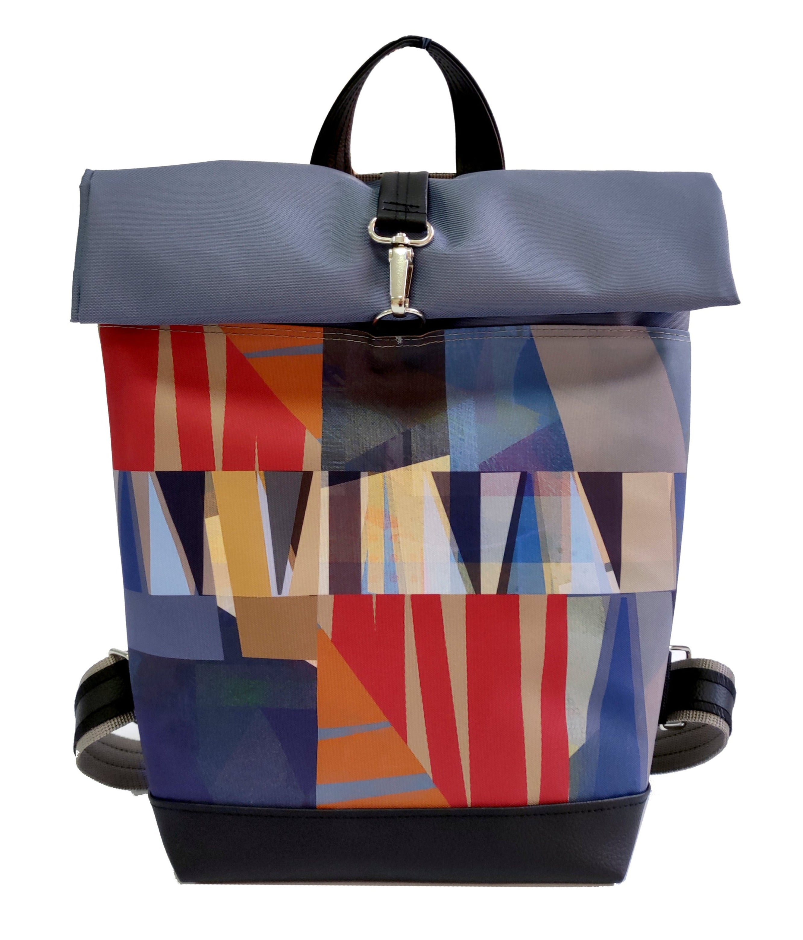 Bardo roll backpack - Gray shade - Premium Bardo backpack from BARDO ART WORKS - Just lvabstract, art, backpack, flowers, gift, green, handemade, orange, ping, purple, red, tablet, urban style, vegan leather, woman, yellow85! Shop now at BARDO ART WORKS