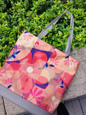 Bardo large tote bag - Orange flowers - Premium large tote bag from Bardo bag - Just lvabstract, art bag, black, floral, flower, geometric abstraction, gift, green, handemade, large, nature, pink, purple, red, tablet, tote bag, tulips, vegan leather, woman, work bag89! Shop now at BARDO ART WORKS