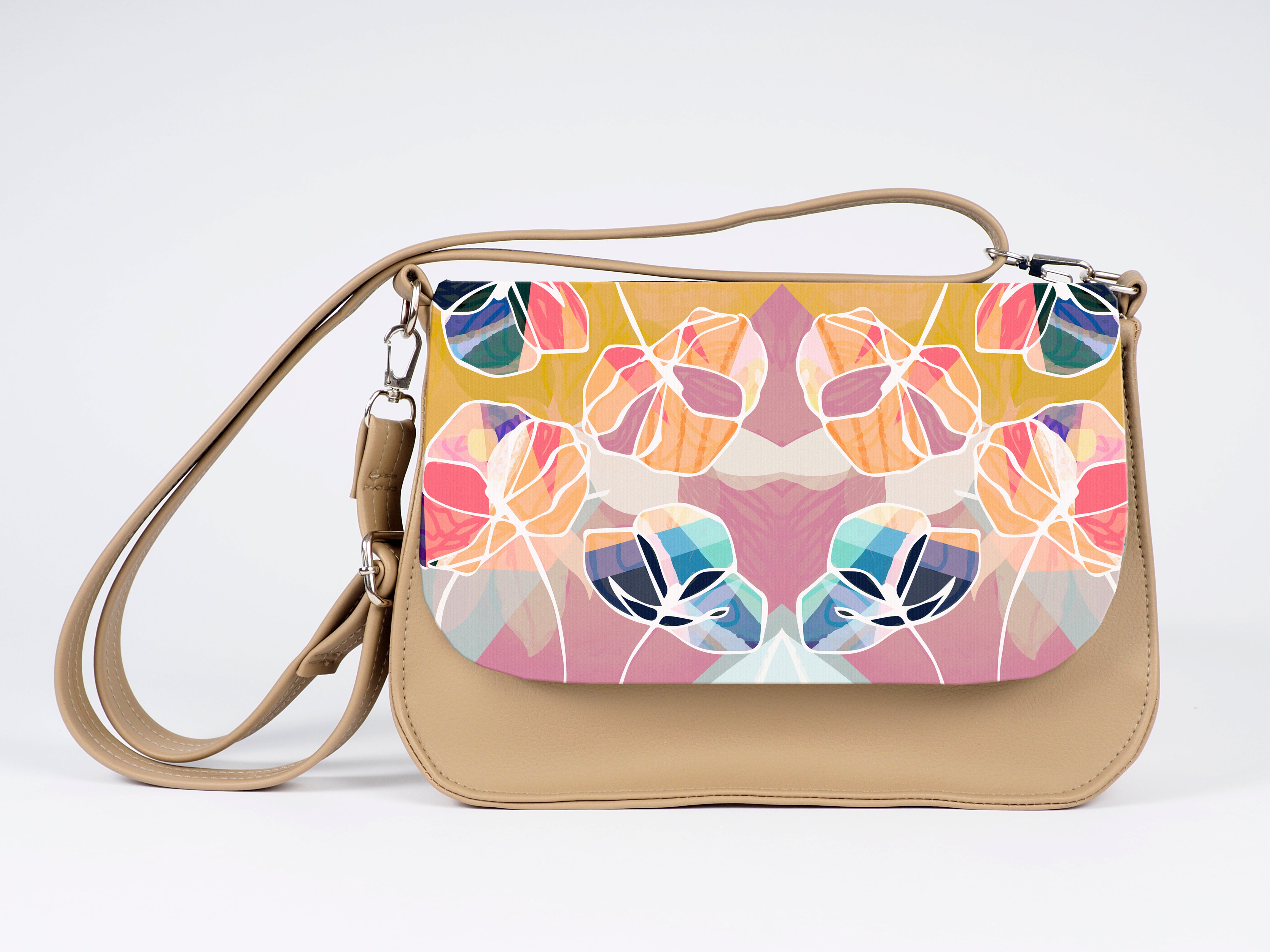 Bardo box bag - Colorful fantasy - Premium bardo box bag from spring - Just lvbeige, floral, flowers, gift, handemade, leaves, nature, vegan leather, woman45! Shop now at BARDO ART WORKS