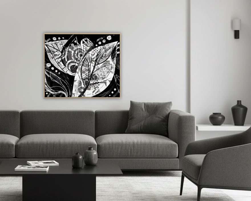 Bardo print върху канава с дървена подрамка - Leaves in the rain - 194.29 €