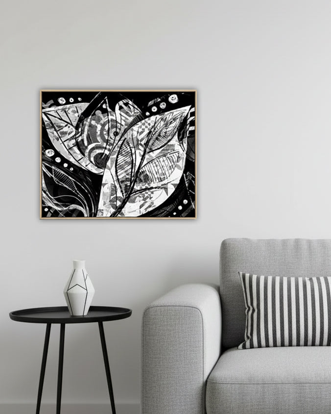 Bardo print върху канава с дървена подрамка - Leaves in the rain - 194.29 €