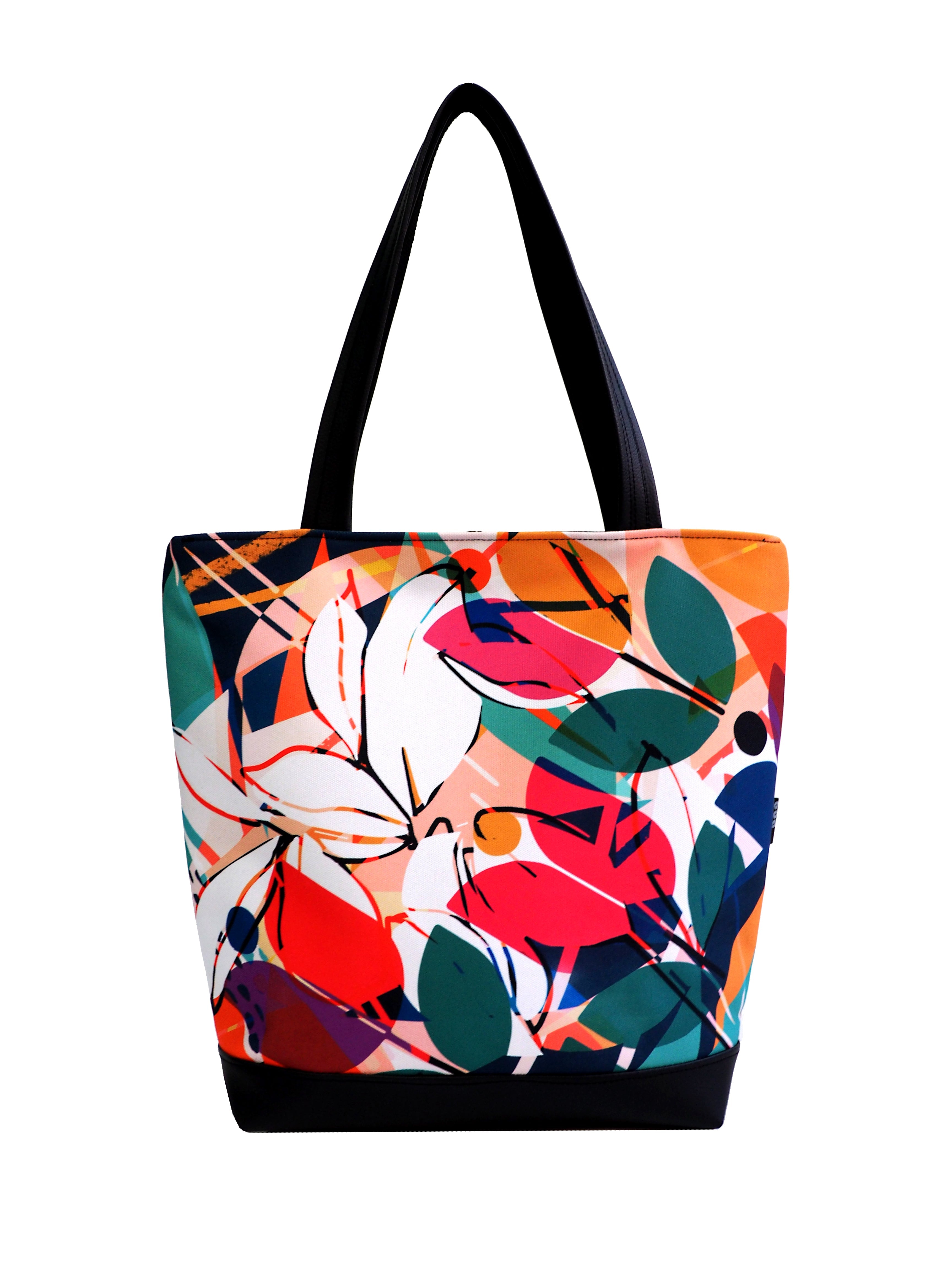 Bardo large tote bag - Queen of Flowers - Premium large tote bag from Bardo bag - Just lvabstract, art bag, black, floral, flower, Frozen leaves, gift, handemade, large, nature, red, tablet, tote bag, vegan leather, woman, work bag89! Shop now at BARDO ART WORKS