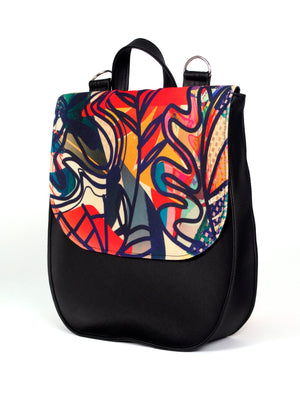 Bardo backpack&bag - Summer abstraction - Premium bardo backpack&bag from BARDO ART WORKS - Just lvart bag, backpack, bag, black, floral, flowers, gift, green, handemade, messenger, nature, red, urban style, vegan leather, woman85.00! Shop now at BARDO ART WORKS