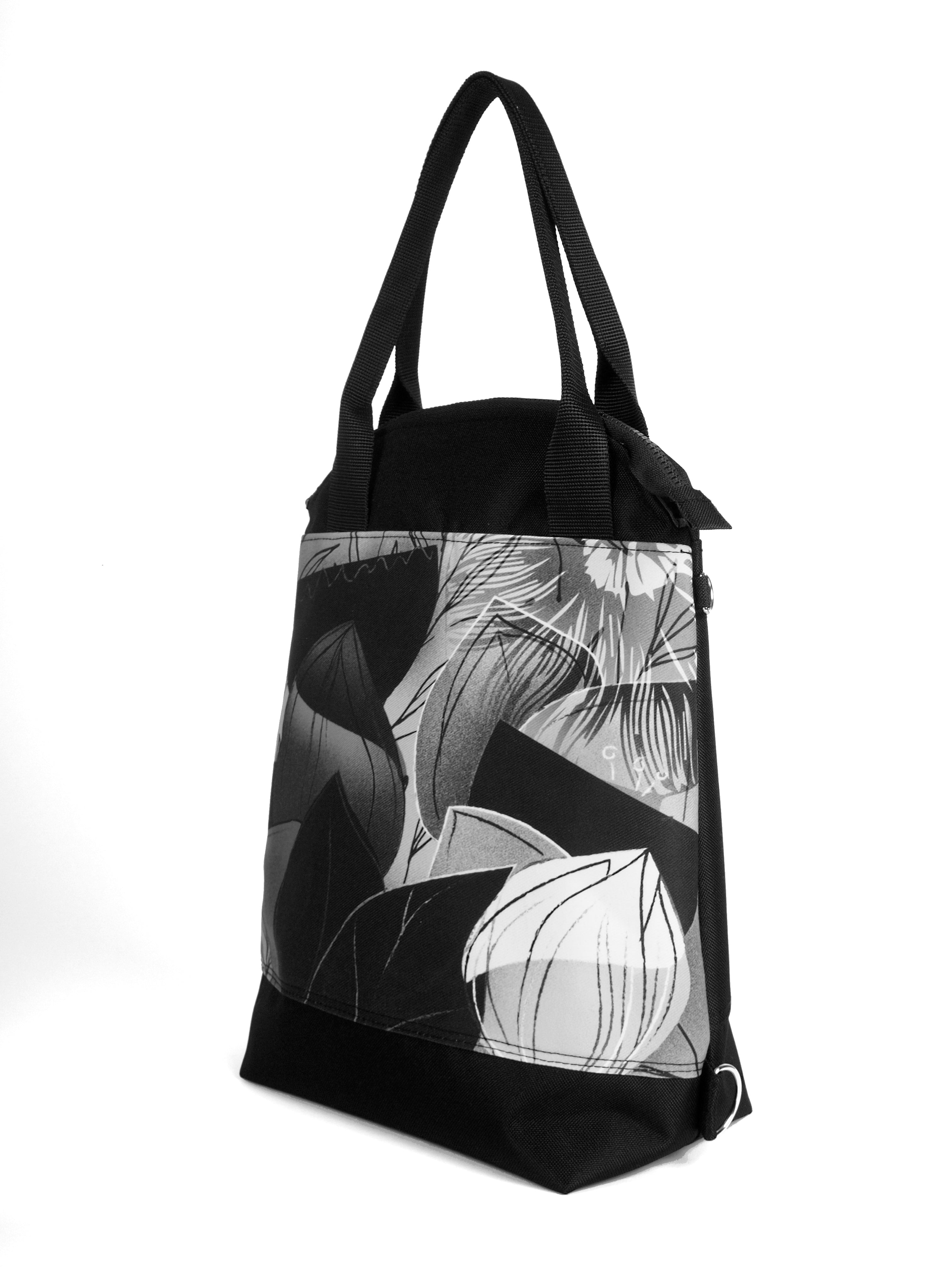Bardo classic backpack textiles - Forest flowers b&w - Premium Textiles from BARDO ART WORKS - Just lvabstract, black, floral, handemade, leaves, tablet, urban style, woman, work bag89.00! Shop now at BARDO ART WORKS