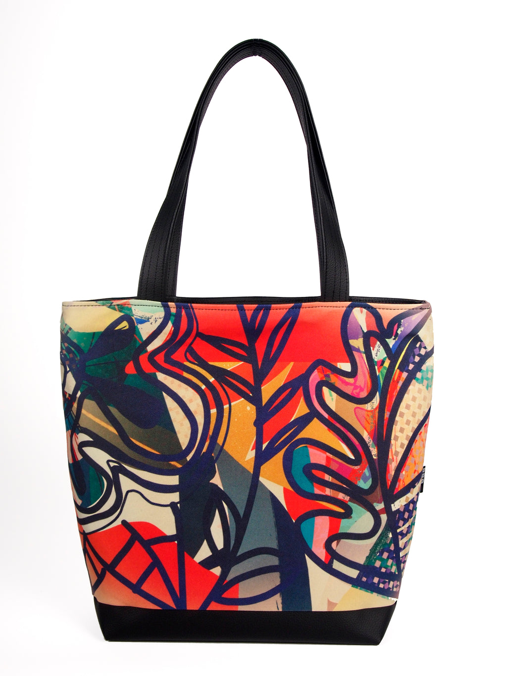 Bardo large tote bag - Summer abstraction - Premium large tote bag from Bardo bag - Just lvabstract, art bag, black, floral, flower, geometric abstraction, gift, green, handemade, large, nature, pink, purple, red, tablet, tote bag, tulips, vegan leather, woman, work bag89.00! Shop now at BARDO ART WORKS