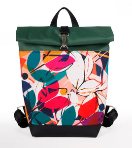 Bardo roll backpack - Queen of Flowers - Premium Bardo backpack from BARDO ART WORKS - Just lvabstract, art, backpack, flowers, gift, green, handemade, ping, purple, red, tablet, tulips, urban style, vegan leather, woman, yellow85.00! Shop now at BARDO ART WORKS