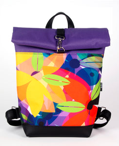 Bardo roll backpack - Bright colors - Premium Bardo backpack from BARDO ART WORKS - Just lvabstract, art, backpack, black, BRIGHT COLORS, dark blue, gift, handemade, purple, tablet, urban style, vegan leather, woman85.00! Shop now at BARDO ART WORKS