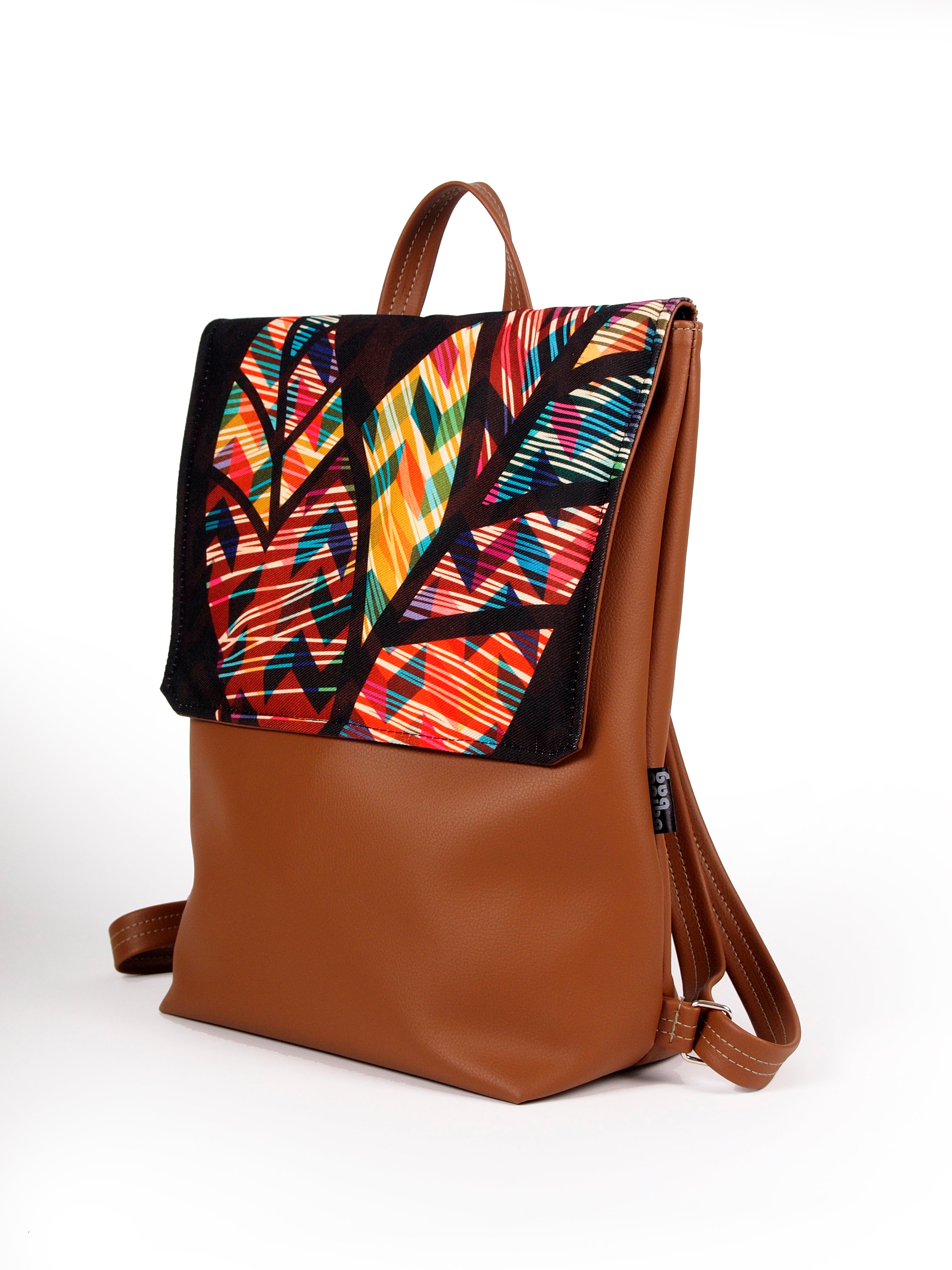 Bardo backpack large - One whole - Premium backpack large from BARDO ART WORKS - Just lvdark green, flowers, forest, gift, handemade, lotos, nature, painted patterns, red, tablet, urban style, vegan leather, woman85.00! Shop now at BARDO ART WORKS