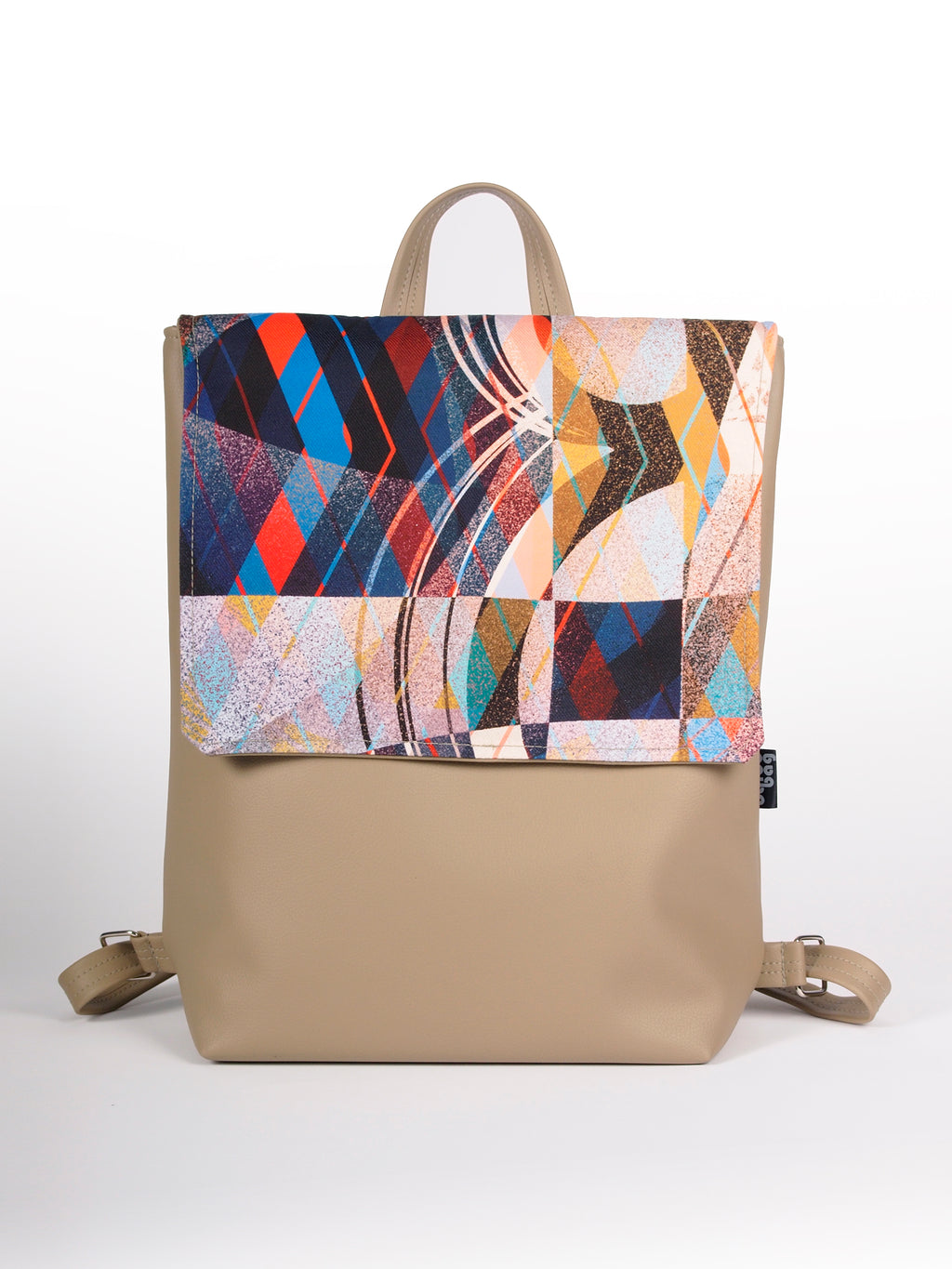Bardo backpack large - On the beach - Premium backpack large from BARDO ART WORKS - Just lvbeige, brown, gift, handemade, natural, nature, painted patterns, spring, tablet, urban style, vegan leather, woman89.00! Shop now at BARDO ART WORKS