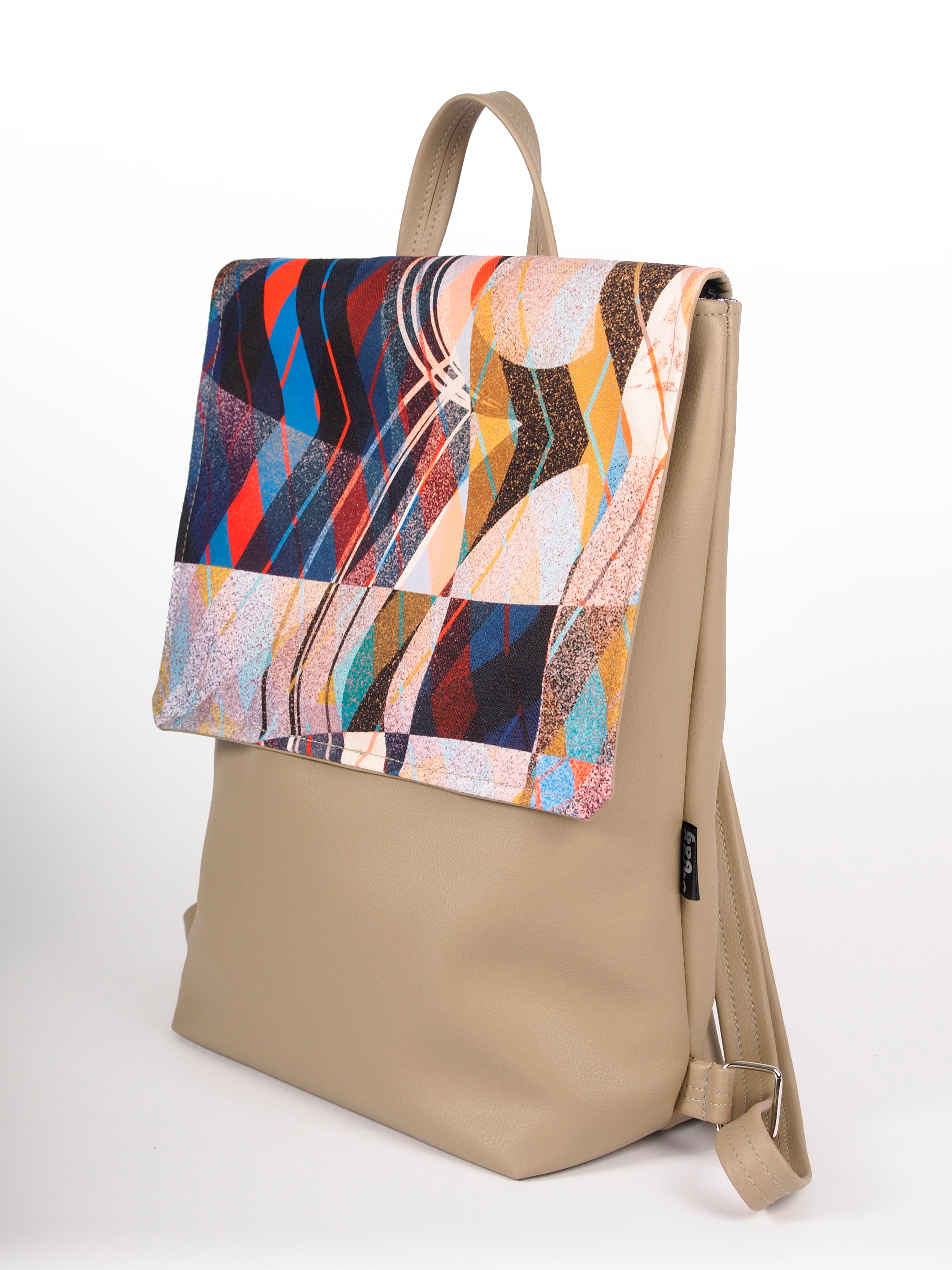 Bardo backpack large - On the beach - Premium backpack large from BARDO ART WORKS - Just lvbeige, brown, gift, handemade, natural, nature, painted patterns, spring, tablet, urban style, vegan leather, woman89.00! Shop now at BARDO ART WORKS