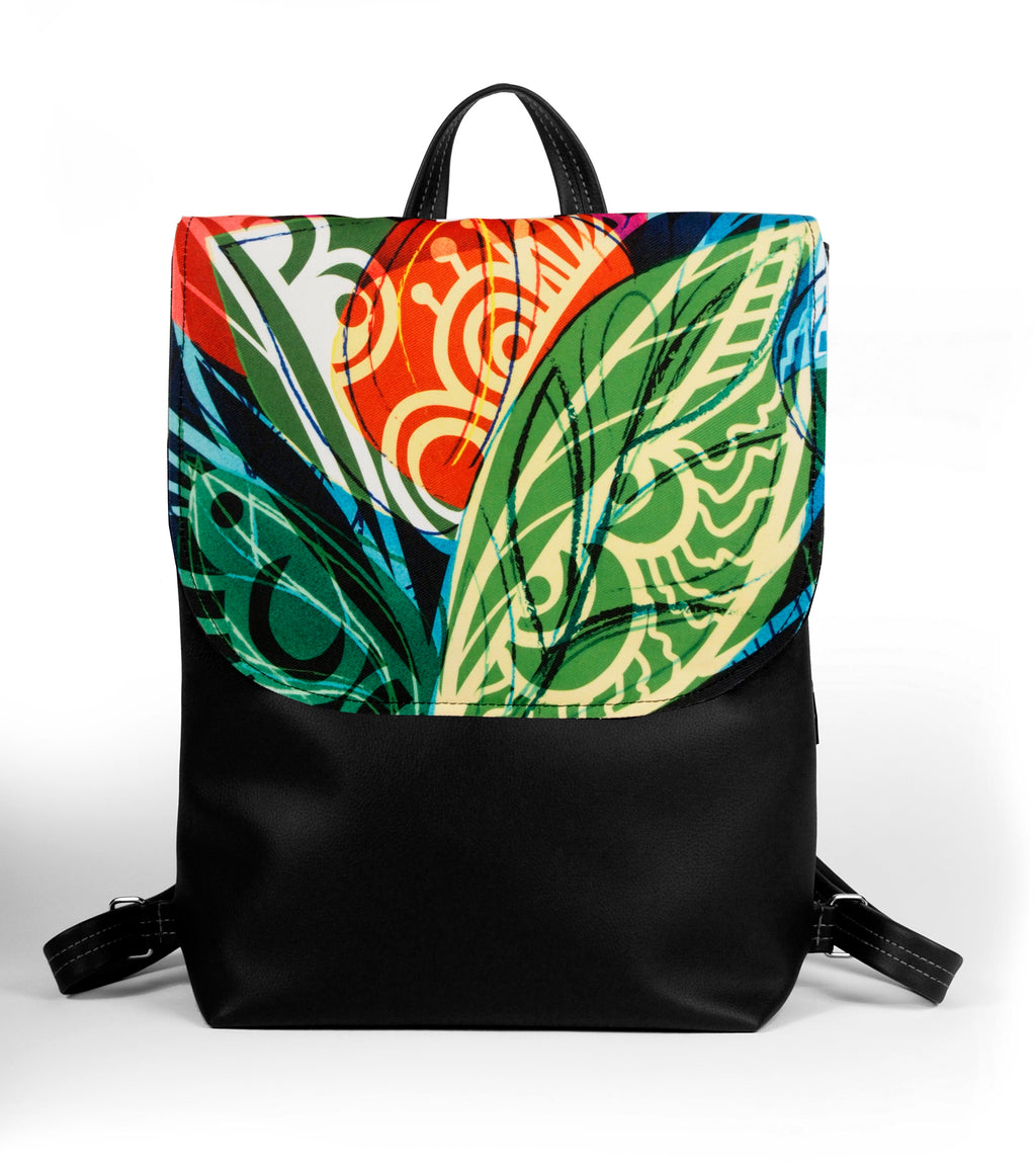 Bardo backpack large - Awakening - Premium backpack large from BARDO ART WORKS - Just lvabstract, apple tree, dark blue, flowers, forest, gift, handemade, nature, painted patterns, red, tablet, urban style, vegan leather, woman89.00! Shop now at BARDO ART WORKS