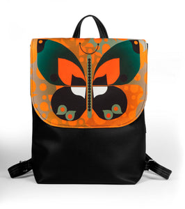 Bardo backpack large - Butterfly - Premium backpack large from BARDO ART WORKS - Just lvdark green, gift, handemade, nature, orange, painted patterns, tablet, urban style, vegan leather, woman89.00! Shop now at BARDO ART WORKS
