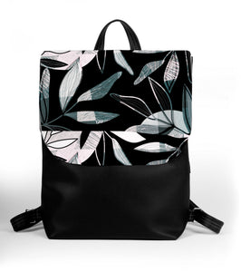 Bardo backpack large - Frozen leaves - Premium backpack large from BARDO ART WORKS - Just lvblack, flowers, forest, Frozen leaves, gift, handemade, nature, painted patterns, tablet, urban style, vegan leather, white, woman89.00! Shop now at BARDO ART WORKS