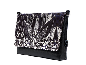 Bardo small bag - Blue dreams - Premium Bardo small bag from Bardo bag - Just lvblack, dark blue, handemade, leaves, painted patterns, urban style, woman52.00! Shop now at BARDO ART WORKS