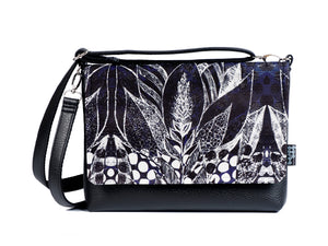 Bardo small bag - Blue dreams - Premium Bardo small bag from Bardo bag - Just lvblack, dark blue, handemade, leaves, painted patterns, urban style, woman52.00! Shop now at BARDO ART WORKS