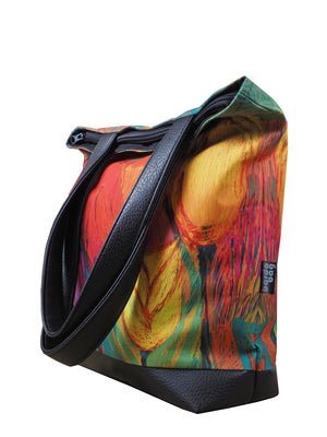 Bardo large tote bag - Garden of tulips - Premium large tote bag from Bardo bag - Just lvabstract, art bag, black, floral, flower, gift, green, handemade, large, nature, pink, purple, red, tablet, tote bag, tulips, vegan leather, woman, work bag89.00! Shop now at BARDO ART WORKS