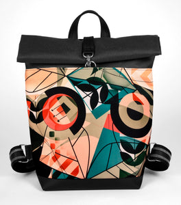 Bardo roll backpack - Geometric abstraction - Premium Bardo backpack from BARDO ART WORKS - Just lvabstract, art, backpack, black, dragon, gift, handemade, roll, tablet, urban style, vegan leather85.00! Shop now at BARDO ART WORKS