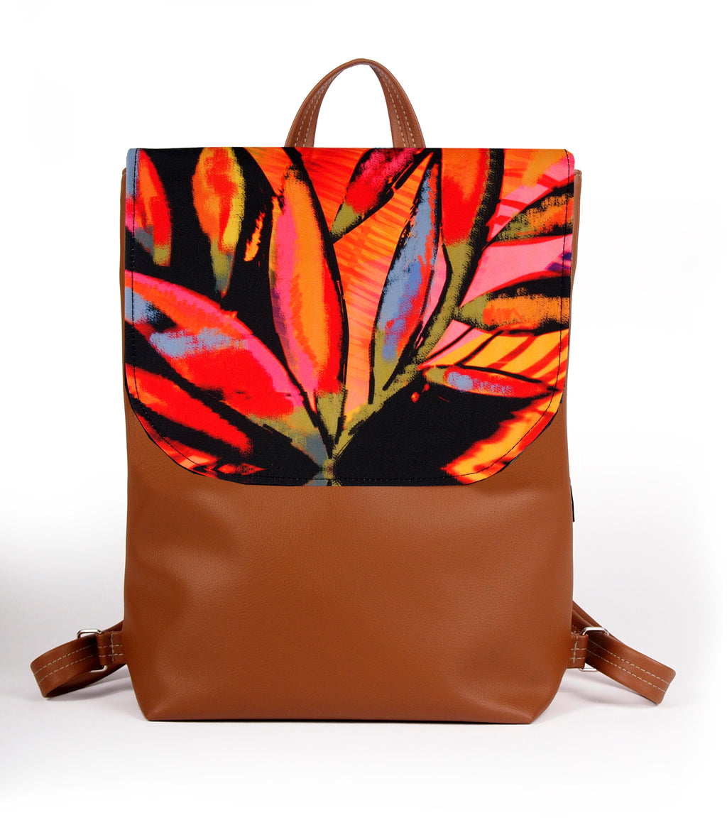 Bardo backpack large - African colors - Premium backpack large from BARDO ART WORKS - Just lvdark green, flowers, forest, gift, handemade, lotos, nature, painted patterns, red, tablet, urban style, vegan leather, woman89! Shop now at BARDO ART WORKS