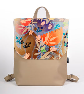 Bardo backpack large - Summer time - Premium backpack large from BARDO ART WORKS - Just lvbeige, brown, gift, handemade, natural, nature, painted patterns, spring, tablet, urban style, vegan leather, woman89! Shop now at BARDO ART WORKS