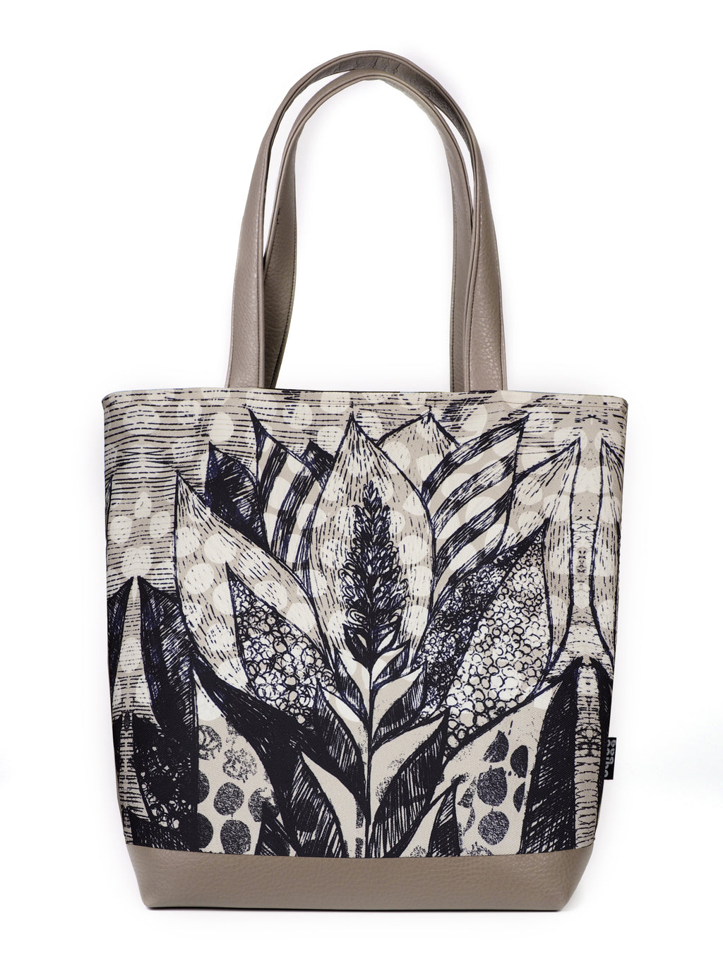 Bardo large tote bag - Dream forest - Premium large tote bag from Bardo bag - Just lvabstract, beige, black, dots, dream, floral, flower, forest, gift, handemade, large, tablet, tote bag, vegan leather, woman, work bag89.00! Shop now at BARDO ART WORKS