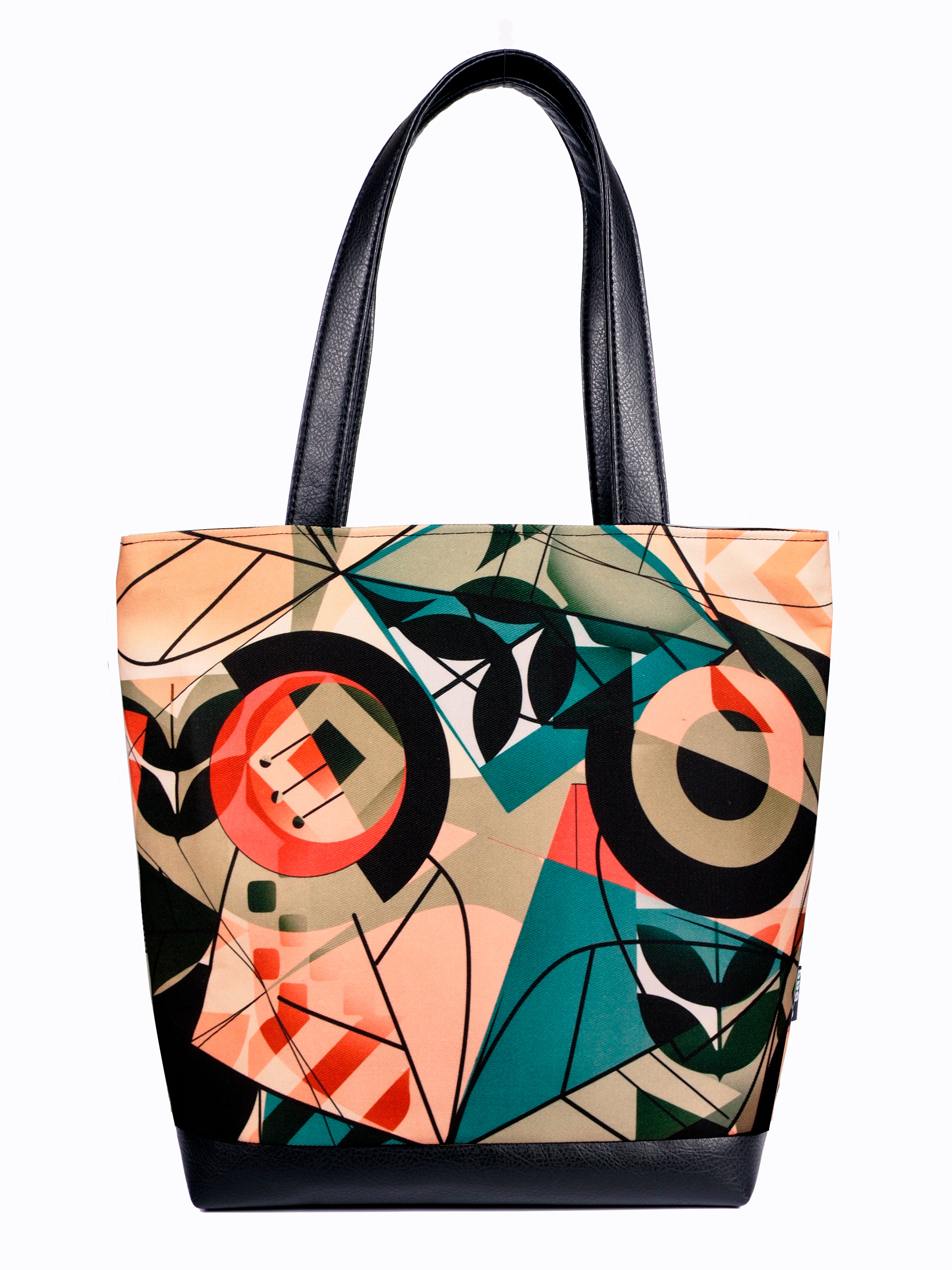 Bardo large tote bag - Geometric flowers - variation - Premium large tote bag from Bardo bag - Just lvabstract, art bag, black, floral, flower, geometric abstraction, gift, green, handemade, large, nature, pink, purple, red, tablet, tote bag, tulips, vegan leather, woman, work bag89.00! Shop now at BARDO ART WORKS