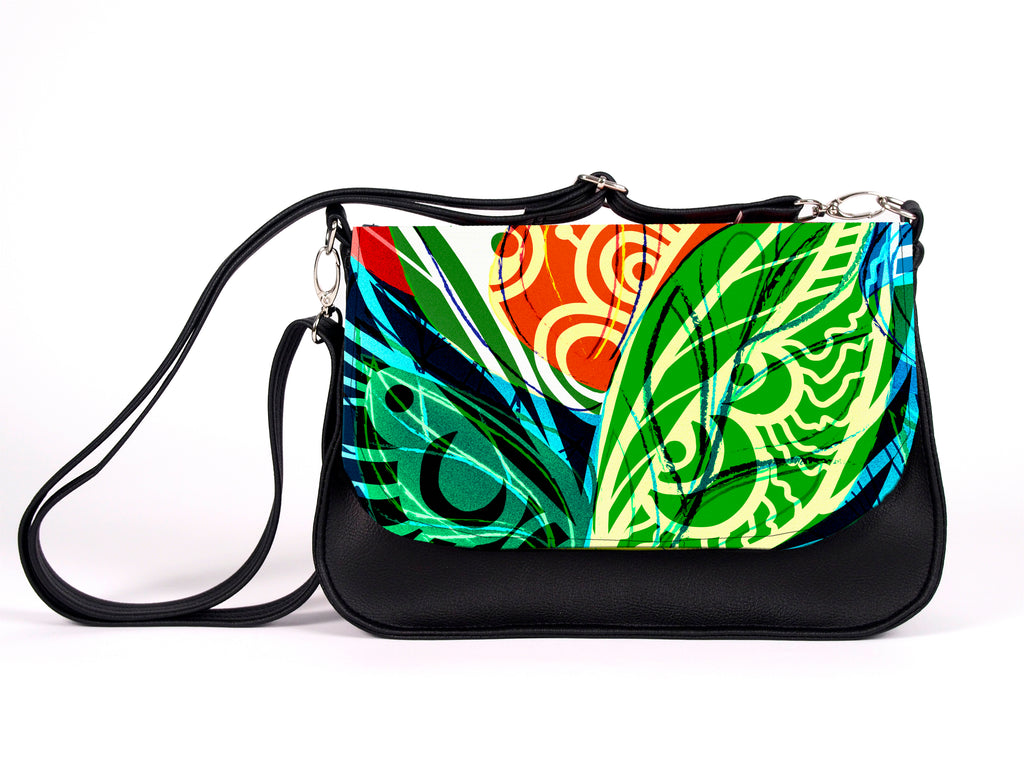 Bardo box bag - Awakening - Premium bardo box bag from summer abstraction - Just lvfloral, flowers, gift, green, handemade, leaves, nature, ping, purple, vegan leather, vintage garden, woman52.00! Shop now at BARDO ART WORKS